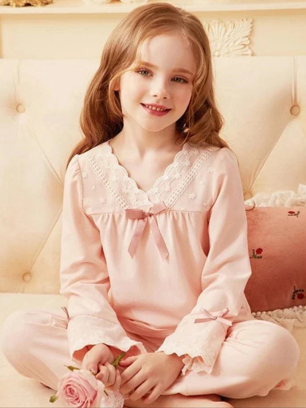 MIA BELLE Forty Winks Scalloped Trim Pajama